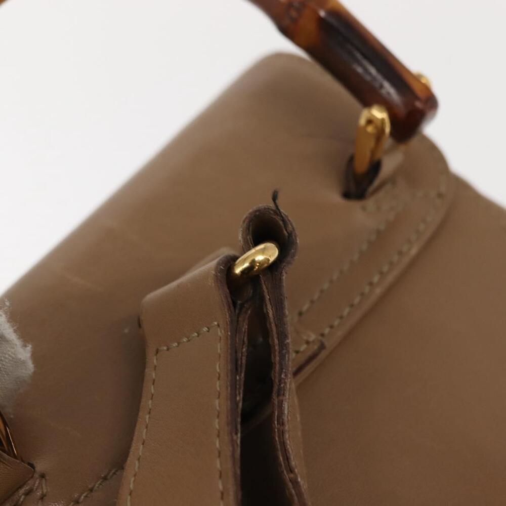 GUCCI Bamboo Backpack Leather Beige Gold 003 3444 0030 Auth ep11512 - Picture 8 of 16